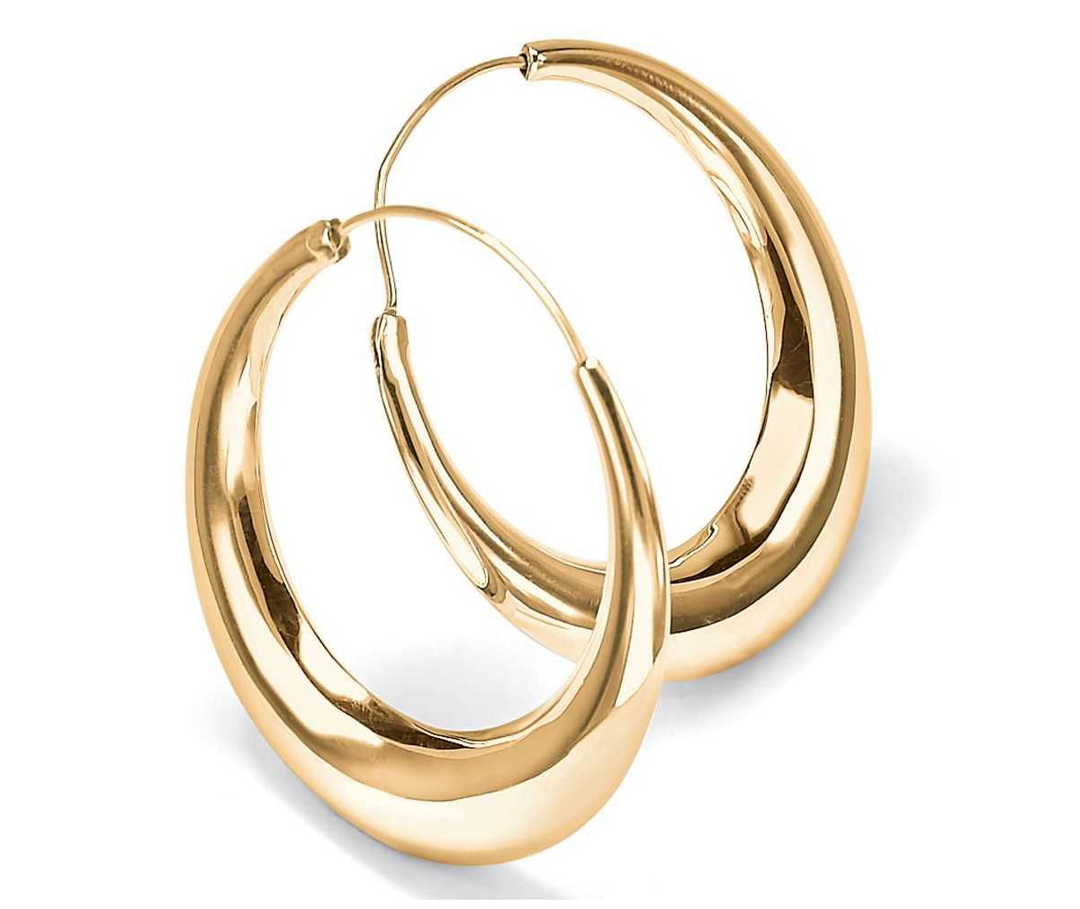 18k Yellow Gold-plated Sterling Silver Puffed Hoop Earrings 1 7/8"