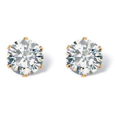 Seta Jewelry 1.96 Cttw. Goldtone Round Cubic Zirconia Stud Earrings, White