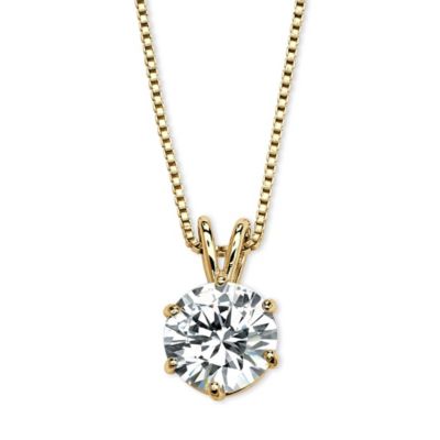 Seta Jewelry 3 Cttw. Gold-Plated Silver Solitaire Cubic Zirconia Solitaire Pendant 18 Inch