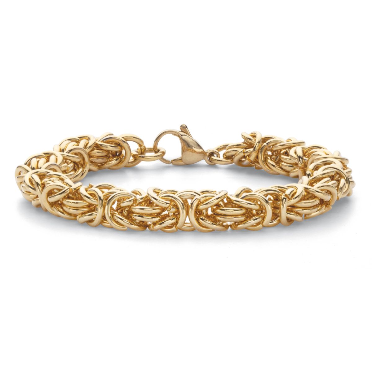 Byzantine-Link Bracelet Gold Ion-Plated Stainless Steel 8mm 7.5" Length