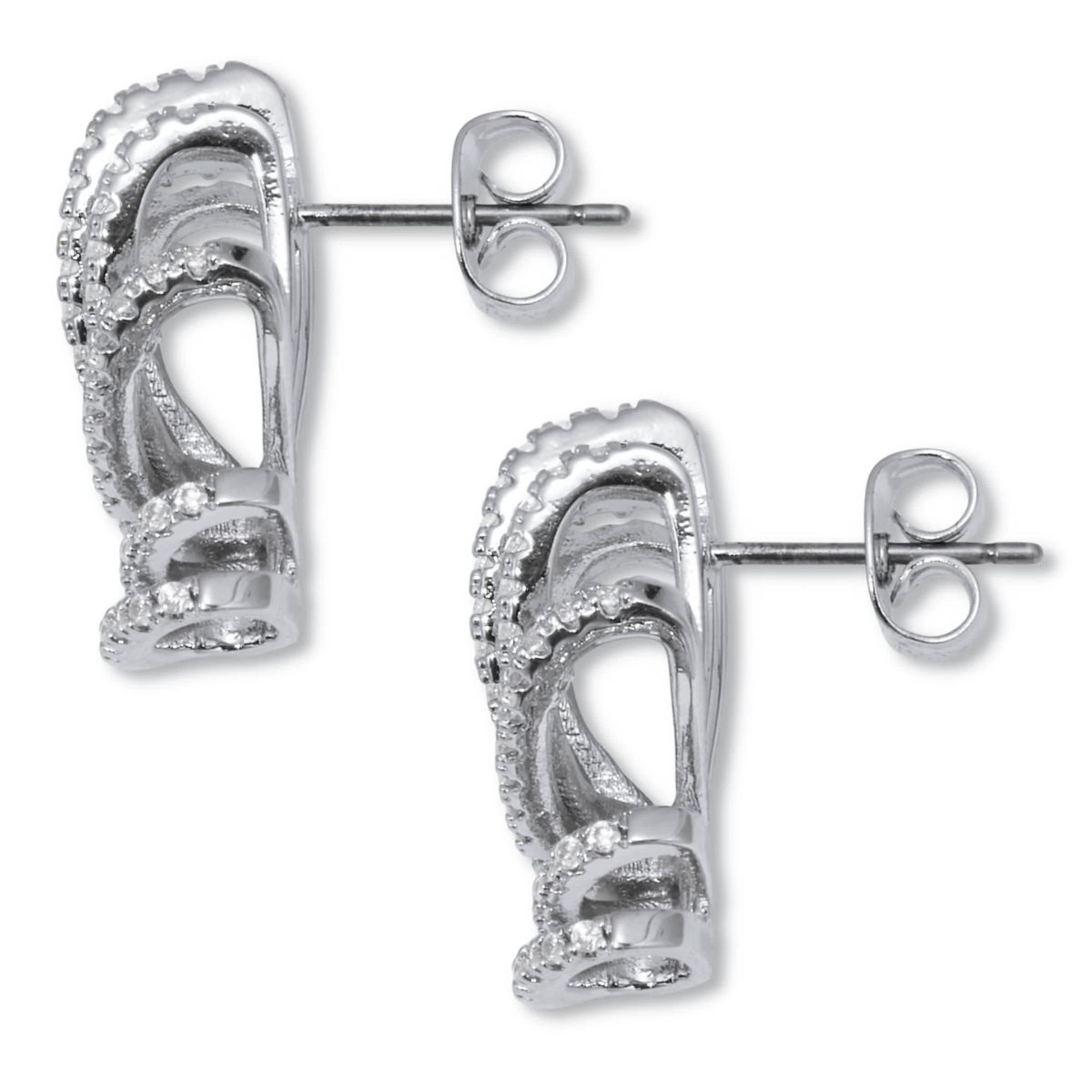 .87 TCW Platinum-Plated Cubic Zirconia Fanfare Drop Earrings