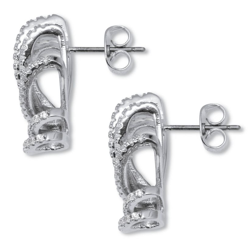 .87 TCW Platinum-Plated Cubic Zirconia Fanfare Drop Earrings