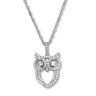 .70 TCW Round Cubic Zirconia Silvertone Owl Pendant Necklace 18-inch