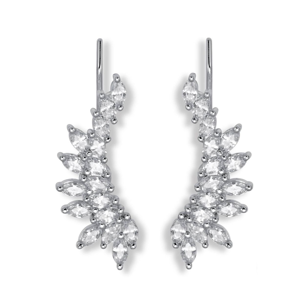 3.20 TCW Marquise Cut Cubic Zirconia Silvertone Ear Pin Earrings