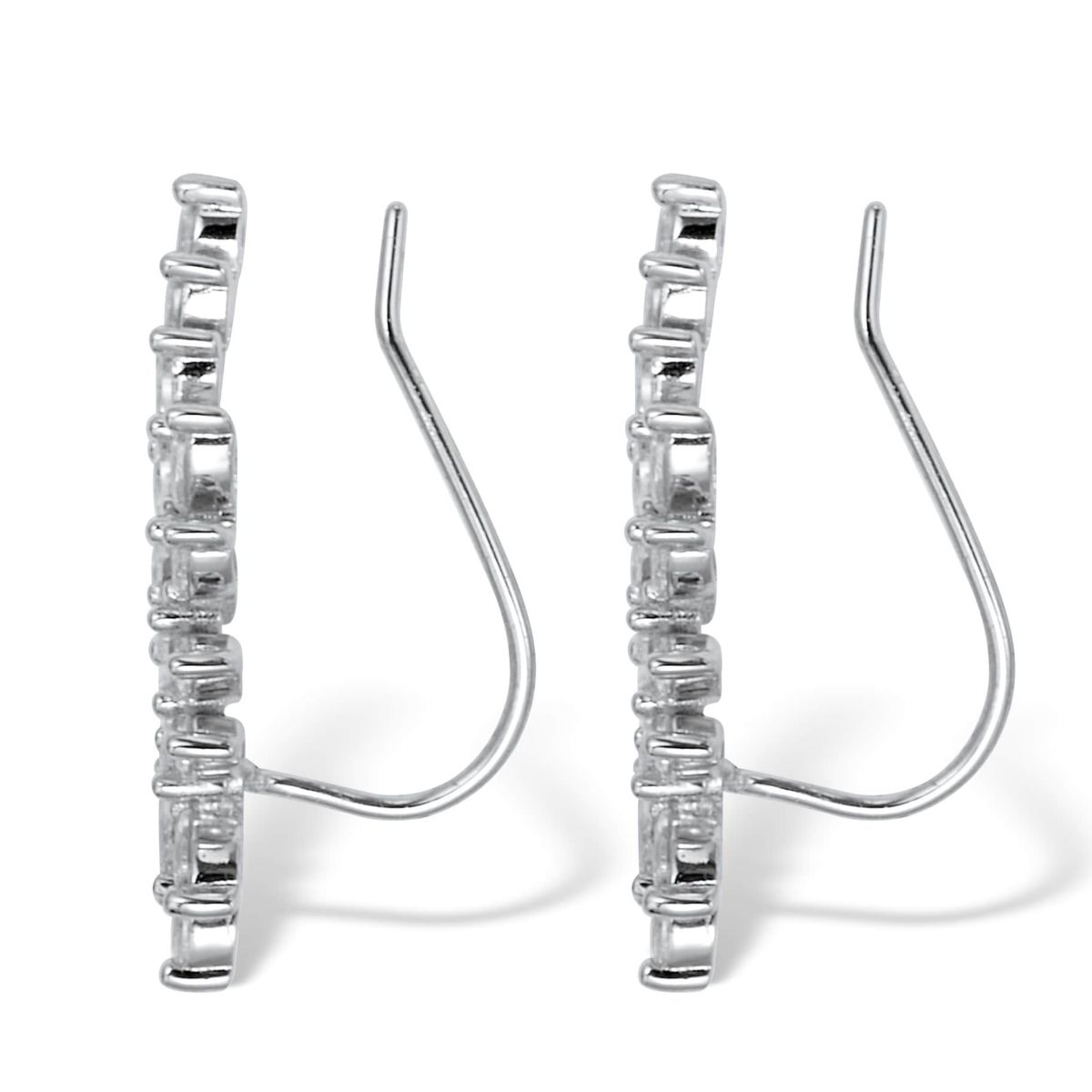 3.20 TCW Marquise Cut Cubic Zirconia Silvertone Ear Pin Earrings