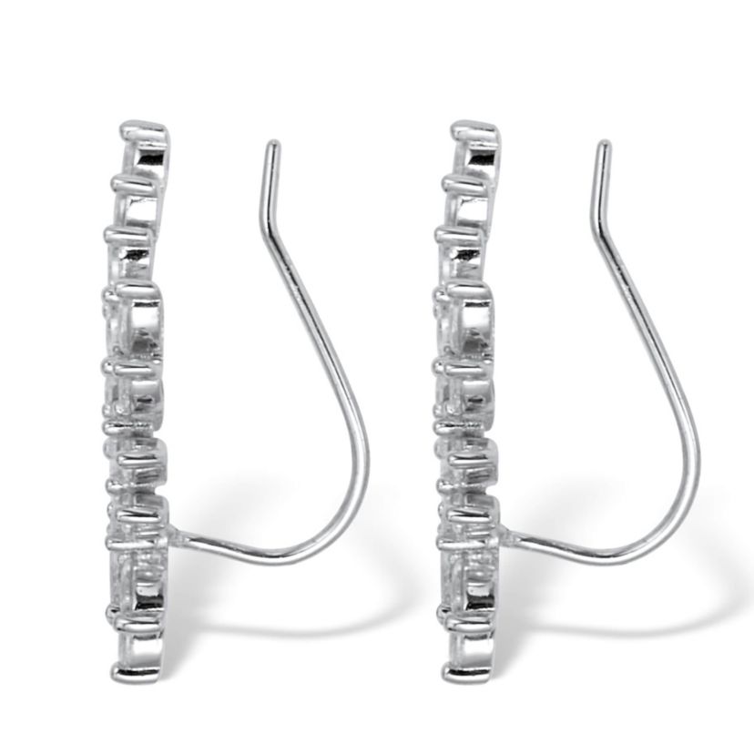 3.20 TCW Marquise Cut Cubic Zirconia Silvertone Ear Pin Earrings