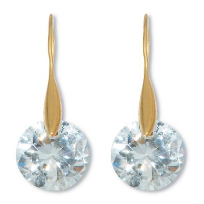 Seta Jewelry 12 TCW Round Cubic Zirconia 18k Gold-Plated Drop Earrings, White