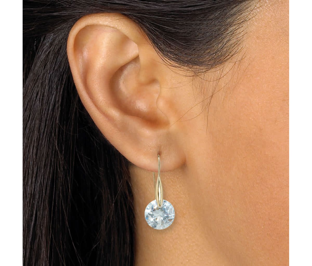 12 TCW Round Cubic Zirconia 18k Yellow Gold-Plated Drop Earrings