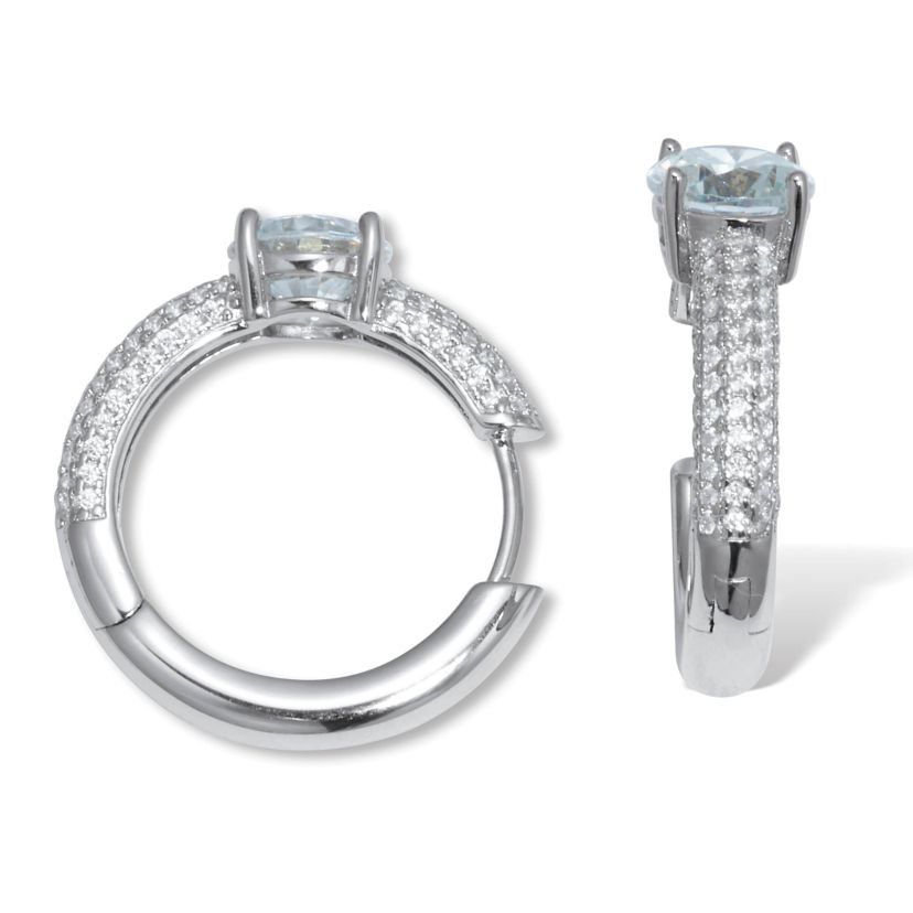 3.70 TCW Round Cubic Zirconia Silvertone Huggie Earrings