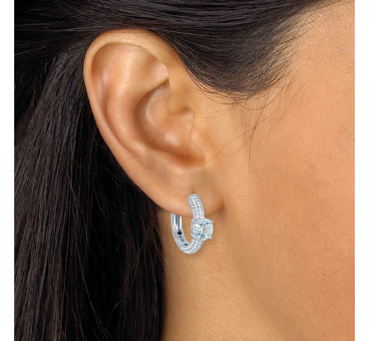 3.70 TCW Round Cubic Zirconia Silvertone Huggie Earrings