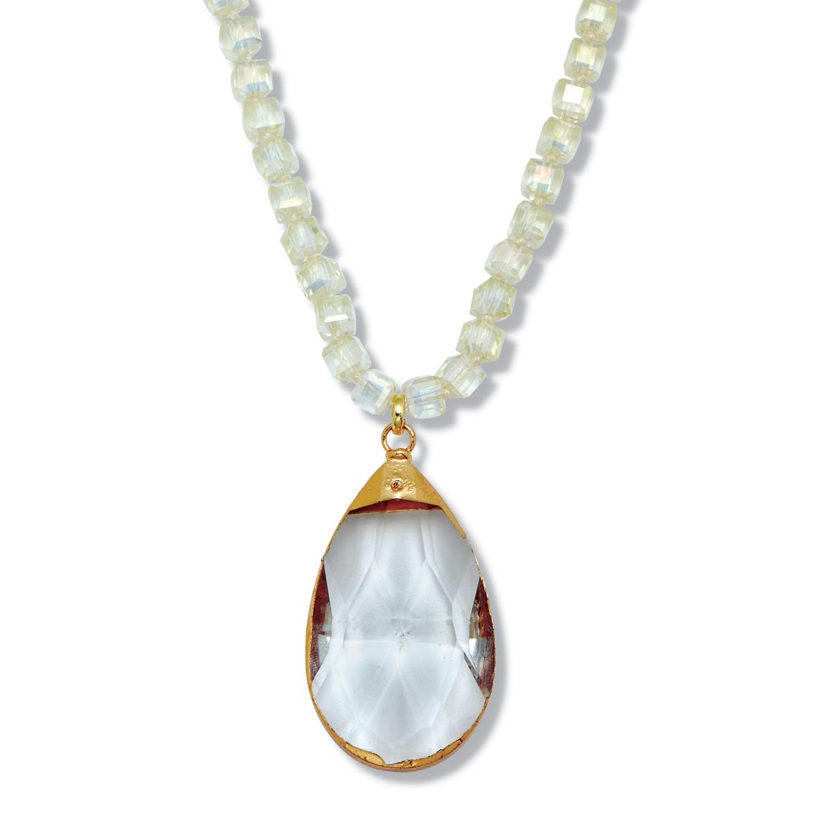 Crystal Pendant Beaded Goldtone Drop Necklace 32-inch