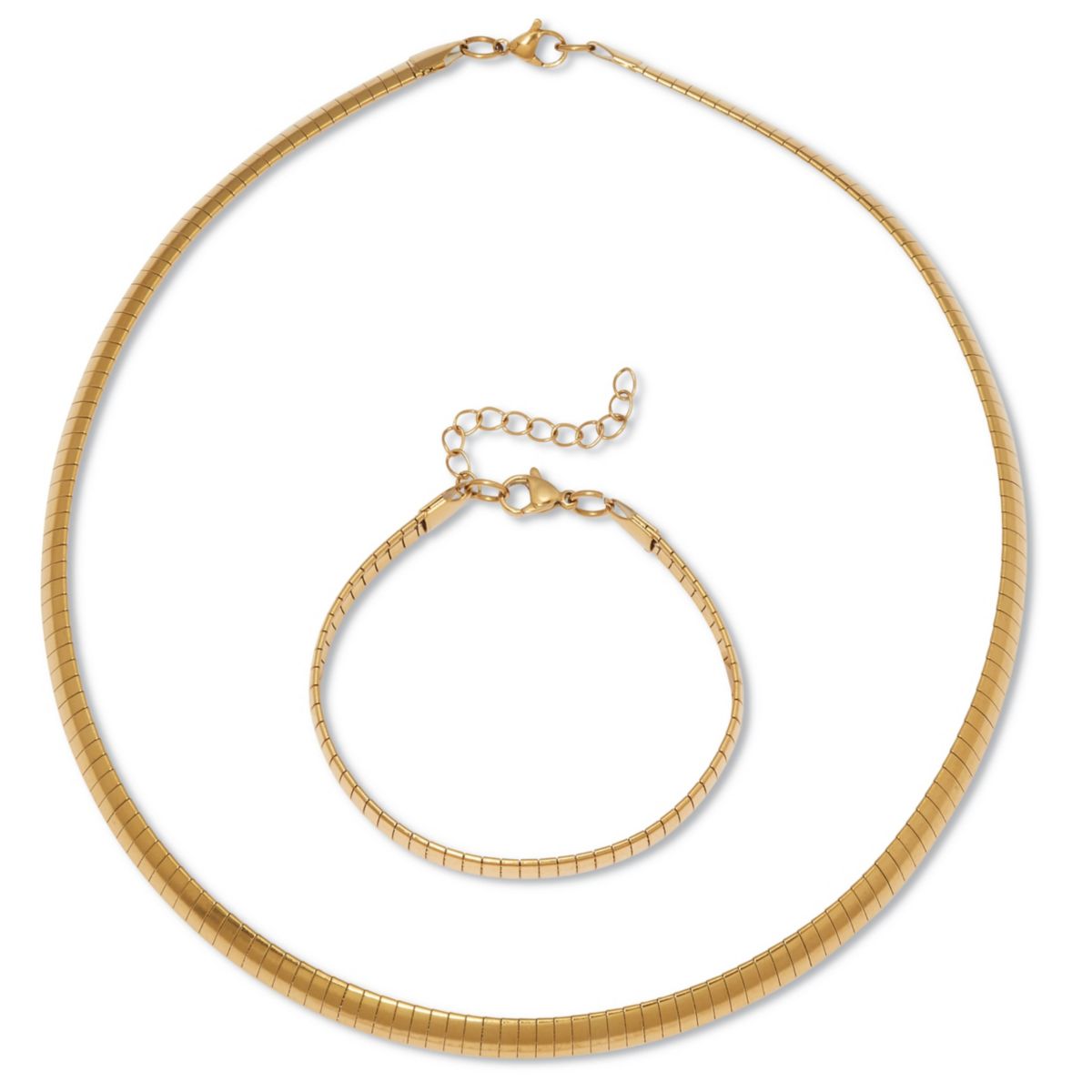 Omega Yellow Gold Ion-Plated Stainless Steel Chain Necklace Set 18 inch