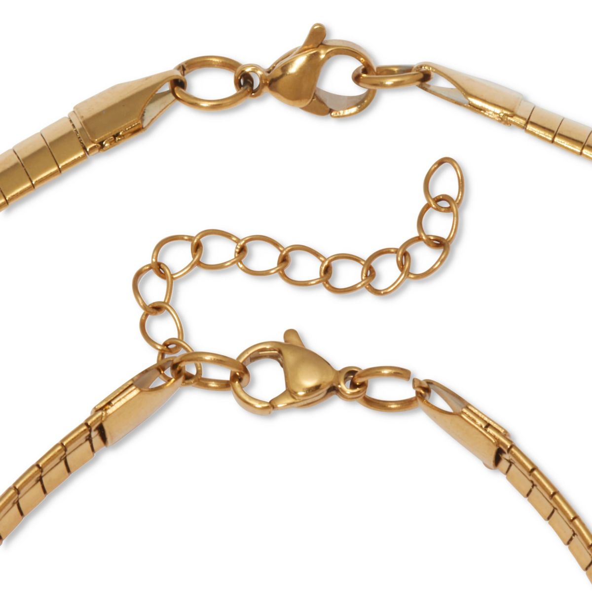 Omega Yellow Gold Ion-Plated Stainless Steel Chain Necklace Set 18 inch