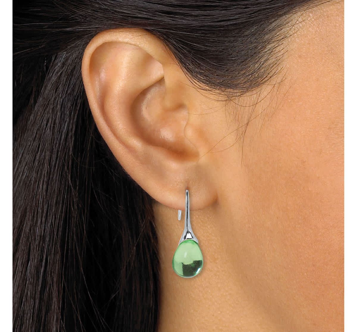 Pear Shaped Colorful Crystal Silvertone Drop Earrings, 3-Pair Set