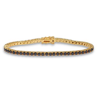 Seta Jewelry 5.90 TCW Round Black Cubic Zirconia 14k Gold-Plated Tennis Bracelet 7 3/4-inch