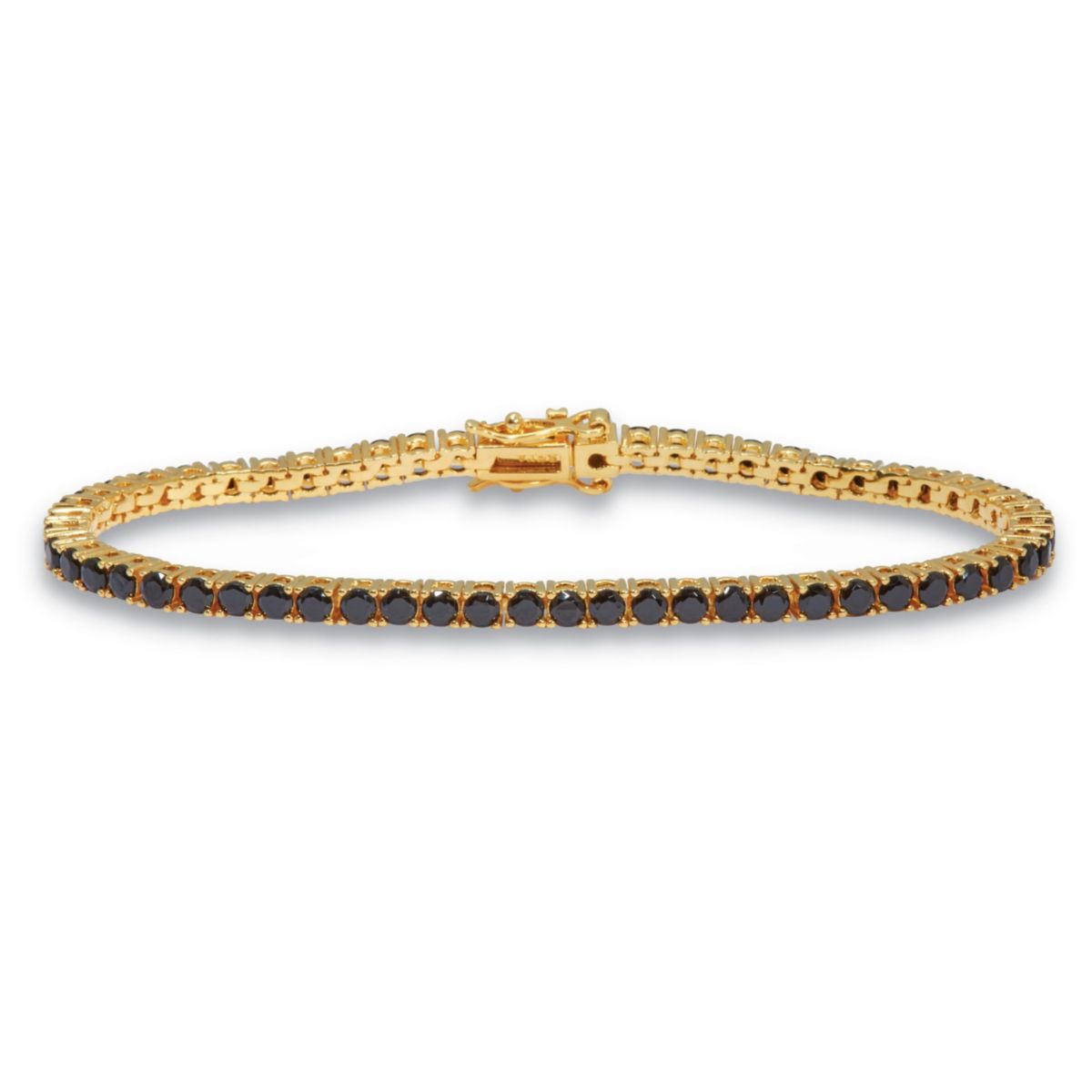 5.9 TCW Round Black Cubic Zirconia 14k Gold-Plated Tennis Bracelet 7 3/4-inch