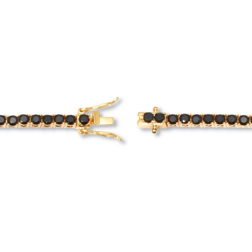 5.9 TCW Round Black Cubic Zirconia 14k Gold-Plated Tennis Bracelet 7 3/4-inch