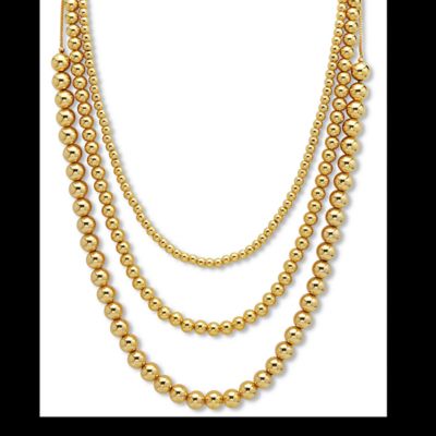 Seta Jewelry Goldtone Ball Bead Necklace 3-Piece Set 24 Inch