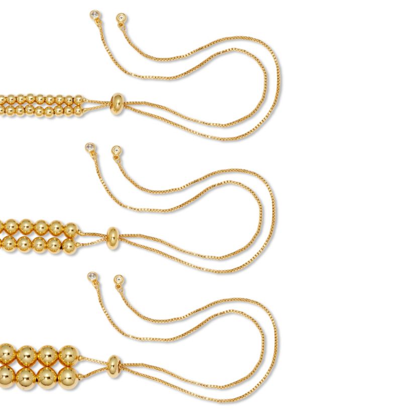 Lariat Goldtone Ball Bead Necklaces 24-inch, 3-Piece Set