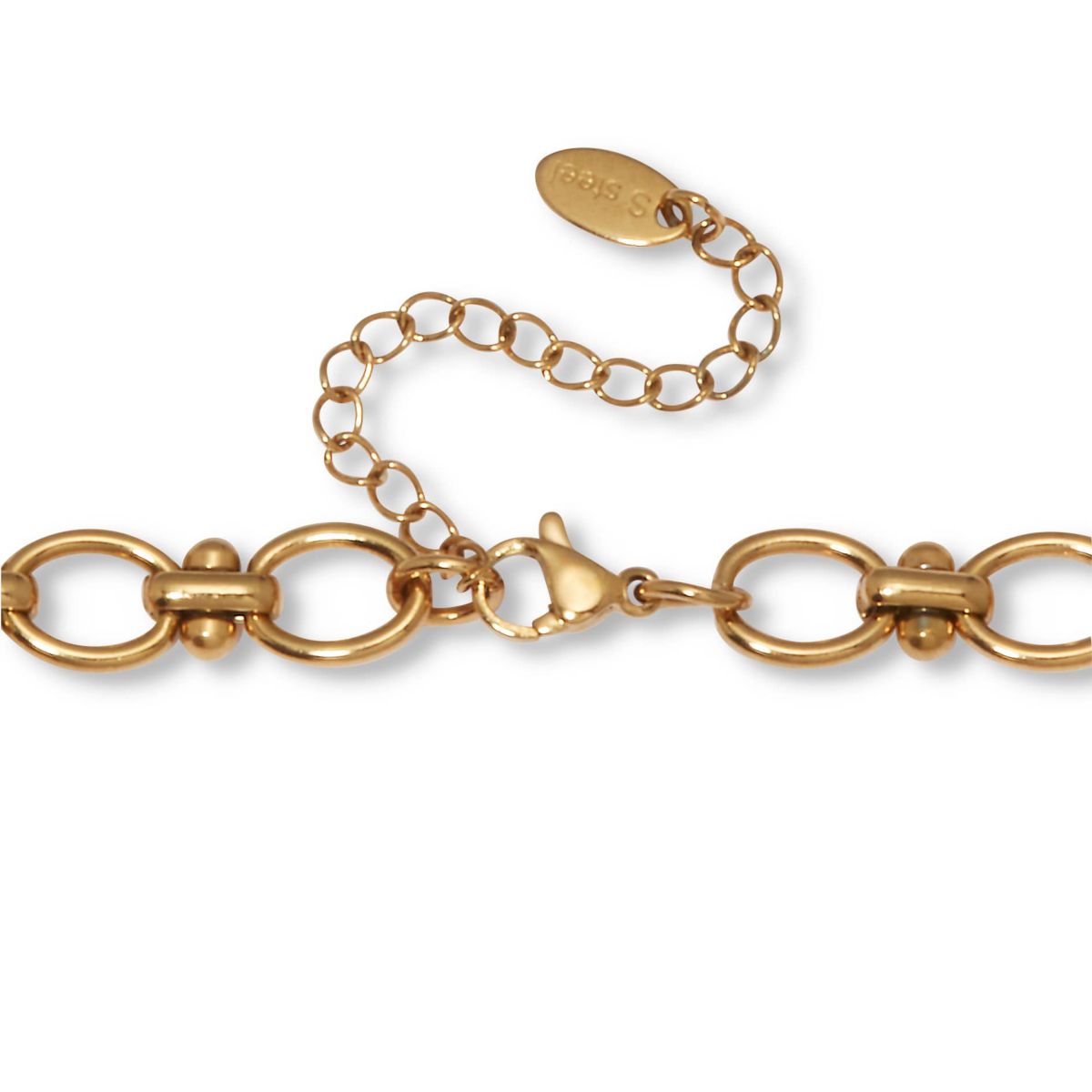 Round Yellow Gold Ion-Plated Stainless Steel Link Necklace Set, 18 to 20-inch