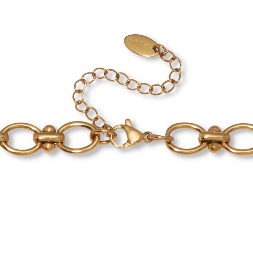 Round Yellow Gold Ion-Plated Stainless Steel Link Necklace Set, 18 to 20-inch