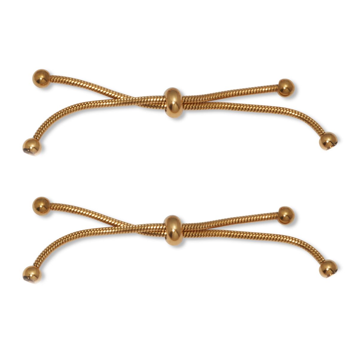 Round Crystal Gold Ion-Plated Stainless Steel Beaded Bracelet Set 7-inch