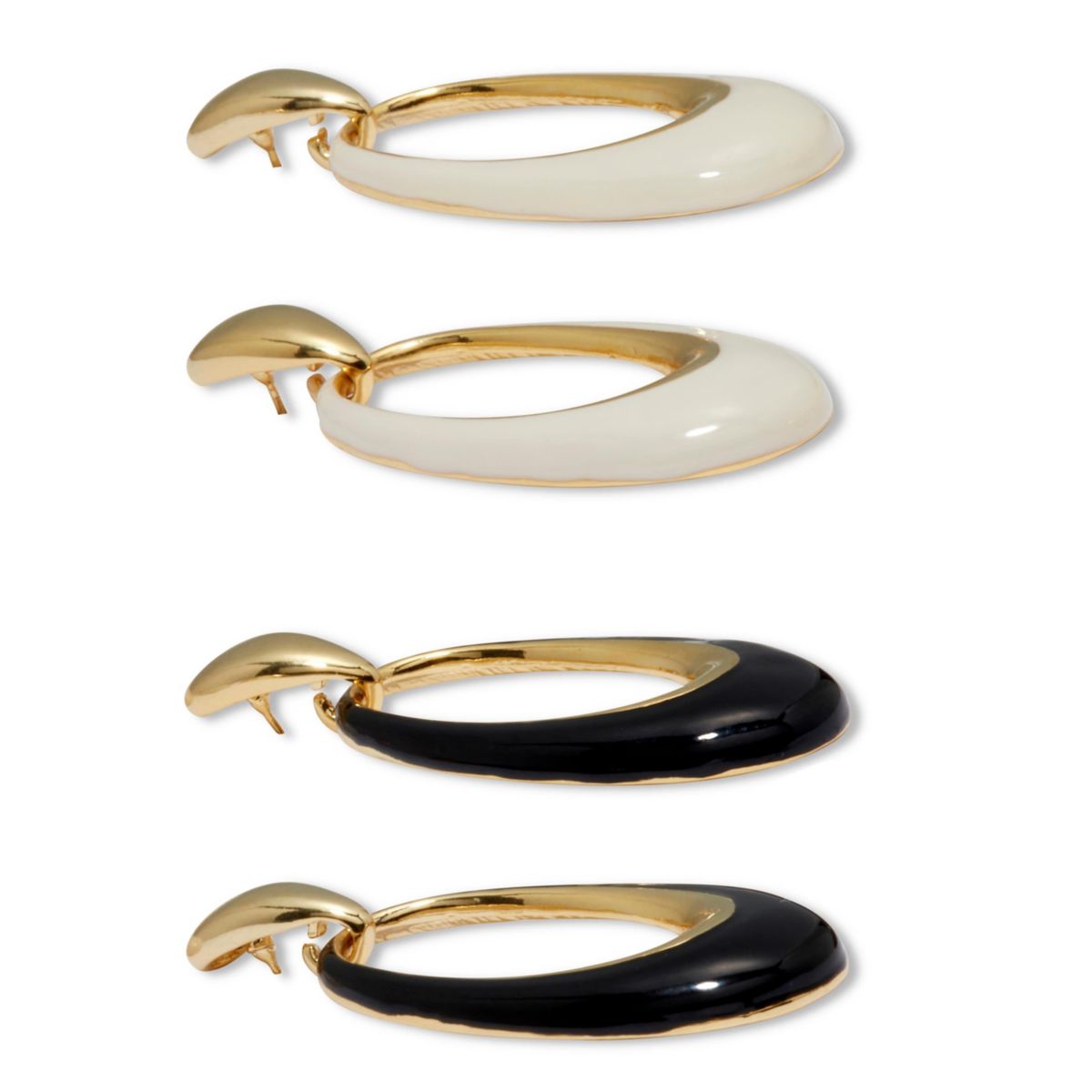 Drop Yellow Gold Ion-Plated Stainless Steel Enamel Earrings, 2-Pair Set