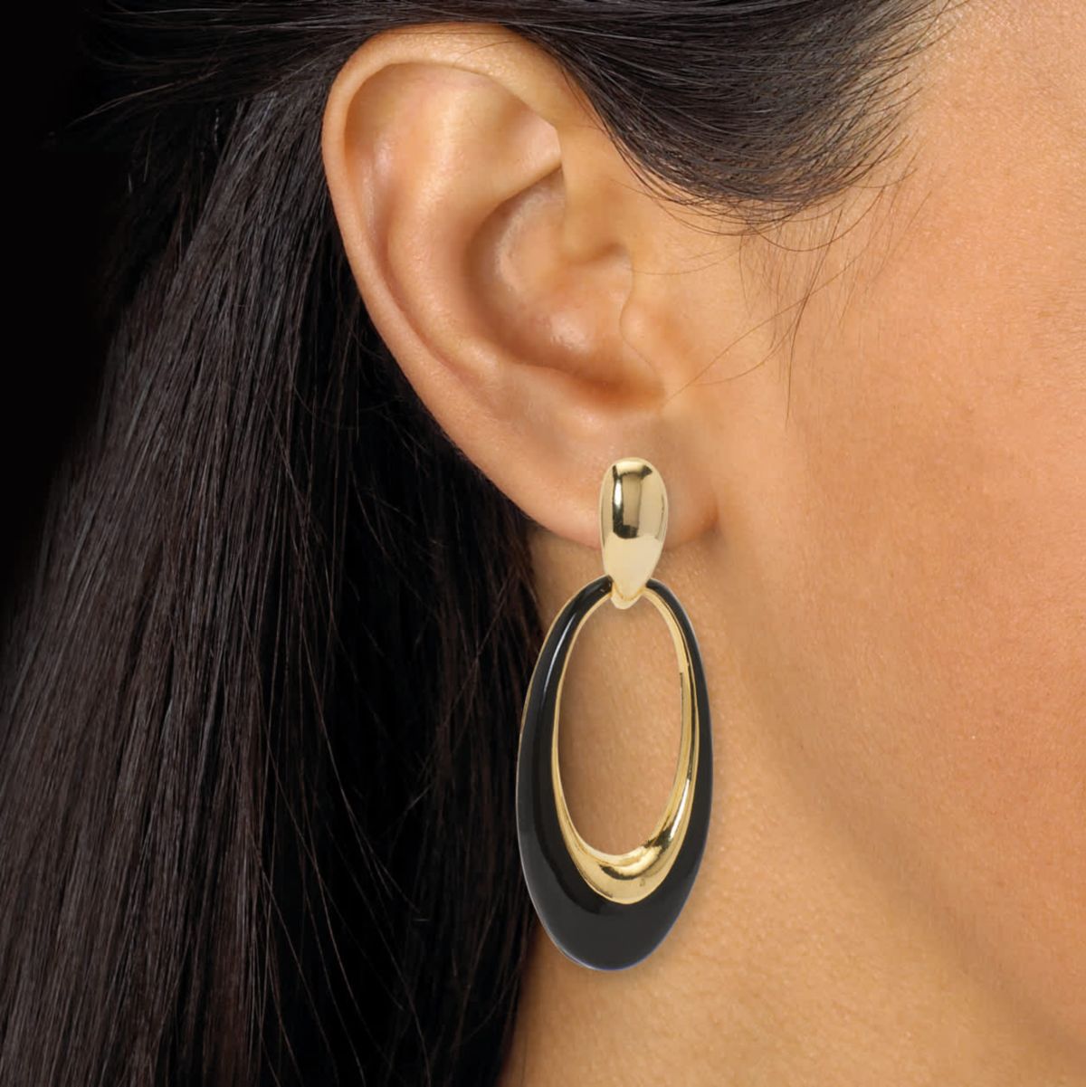 Drop Yellow Gold Ion-Plated Stainless Steel Enamel Earrings, 2-Pair Set