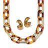 Acrylic Link Tortoise Shell and Gold Ion-Plated Stainless Steel Jewelry Set