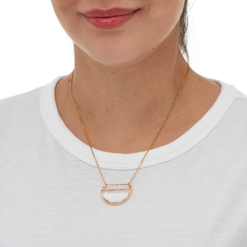 Crystal Half Moon Goldtone Necklace and Earring Set