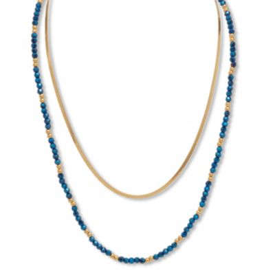 Seta Jewelry Crystal 2-Piece Stainless Steel Beaded Necklace 16" and 3" Extender