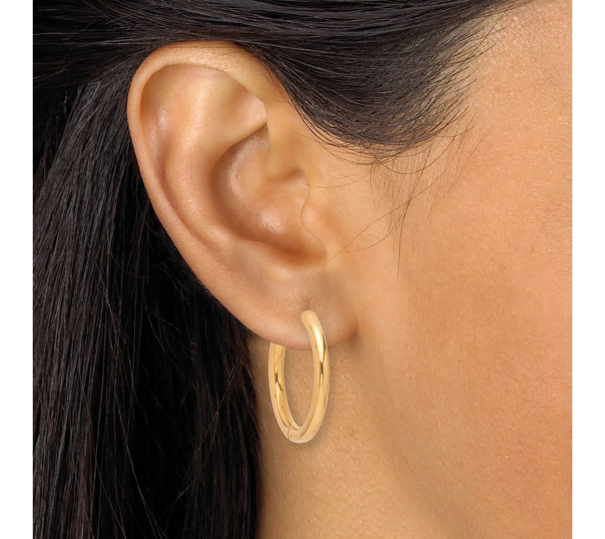 3-Pair Gold Ion-Plated Stainless Steel Hoops, 5/8-inch, 8/10-inch and 1-inch