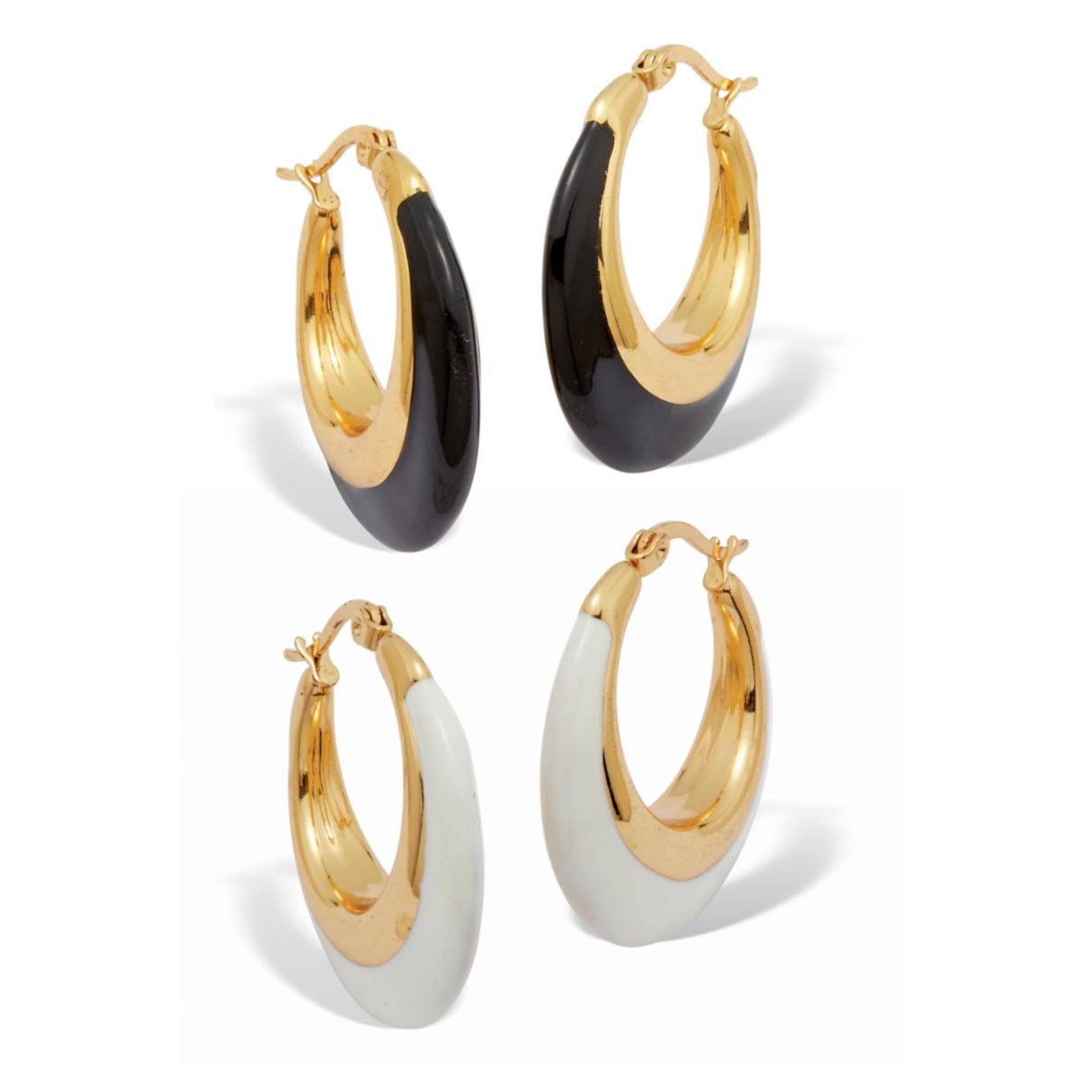 Yellow Gold Ion-Plated Eclipse 2-Set Hoop Earrings