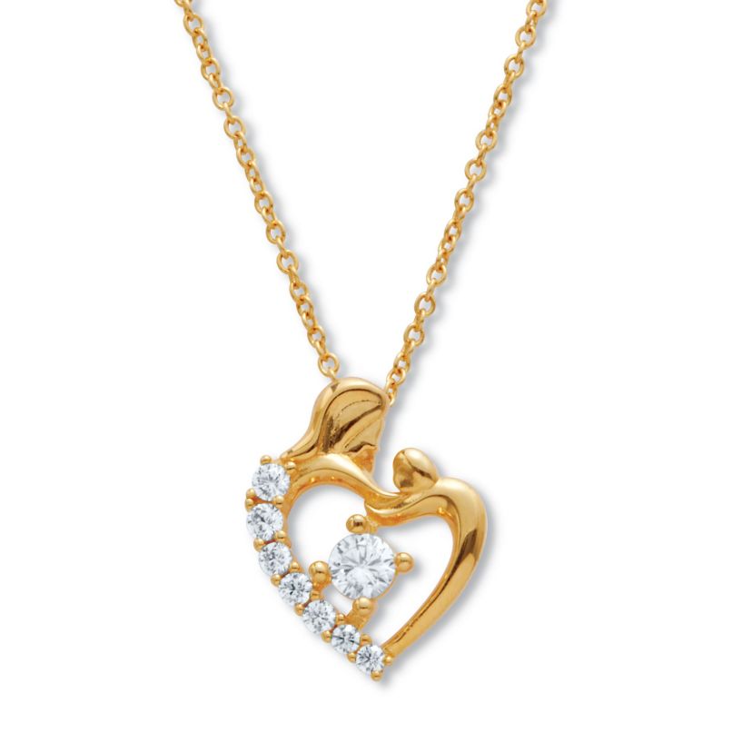 Unstoppable Love Gold Over Silver Cubic Zirconia Heart Pendant
