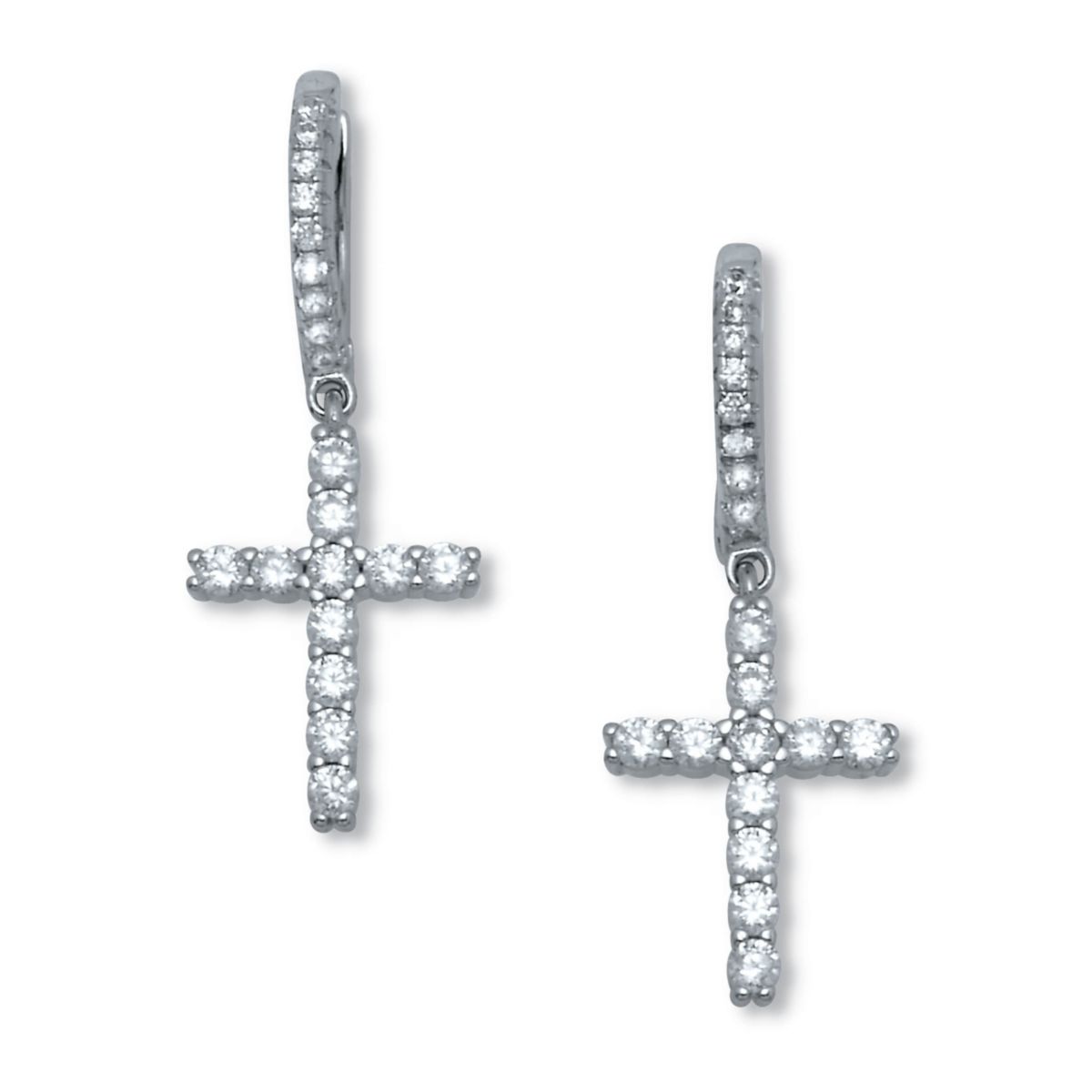 .54 TCW Cubic Zirconia Cross Chram SilvertoneEarrings