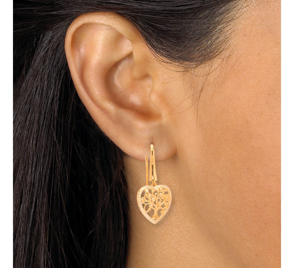 .52 TCW Cubic Zirconia Gold-Plated Tree of Life Earrings