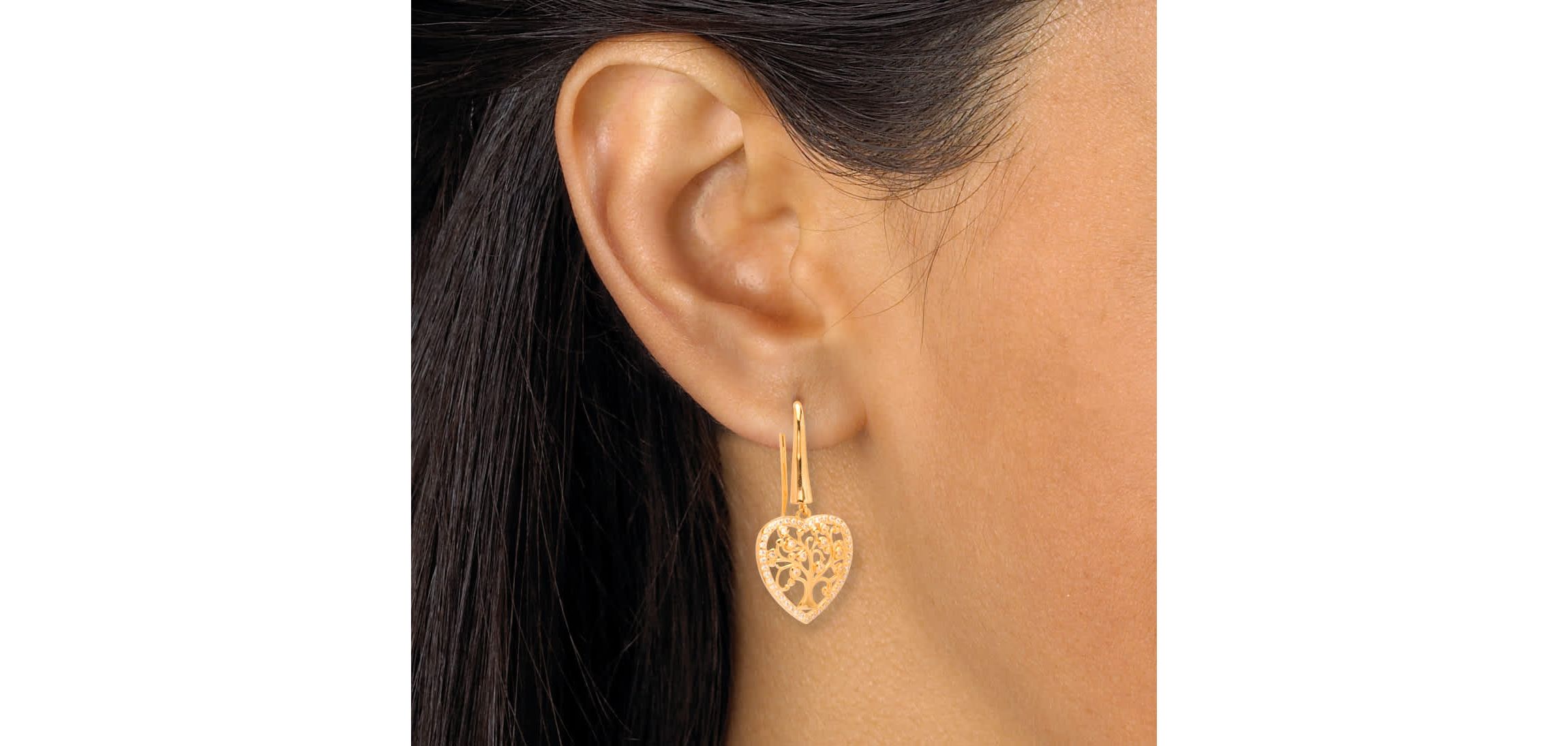 .52 TCW Cubic Zirconia Gold-Plated Tree of Life Earrings
