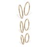 3 Pair Gold Ion-Plated Stainless Steel Hoop Earrings