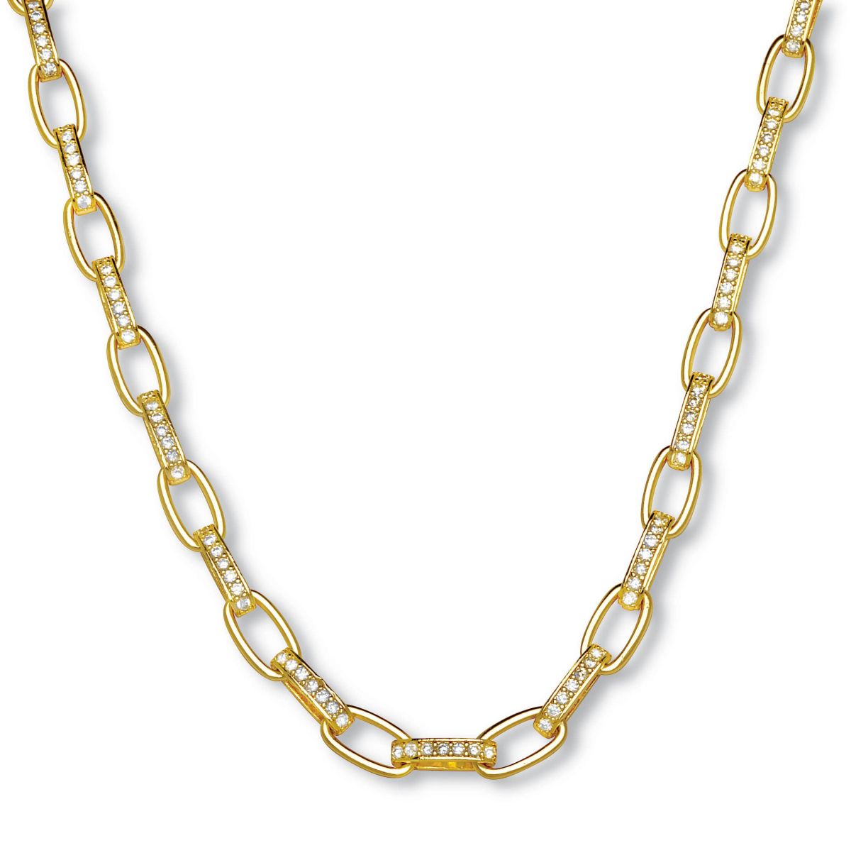 Crystal Goldtone Paperclip Necklace, 18 Inches