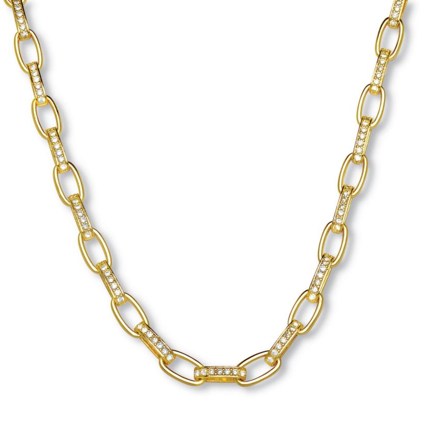 Crystal Goldtone Paperclip Necklace, 18 Inches