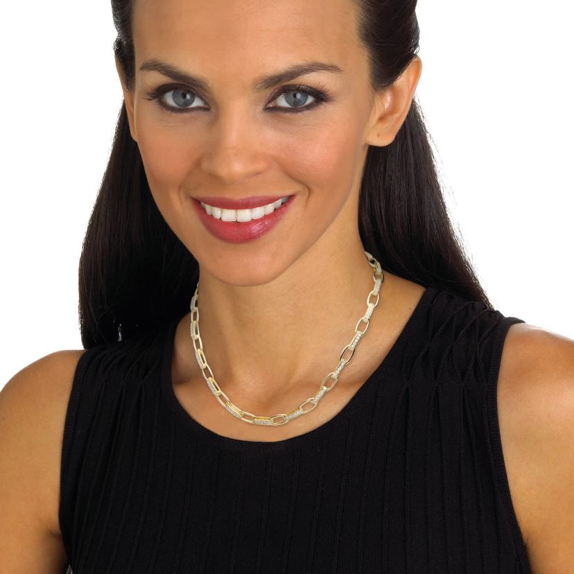 Crystal Goldtone Paperclip Necklace, 18 Inches