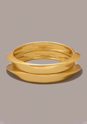 Donna Karan New York 24K Gold Plated Set of 2 Folded Bangle Bracelet