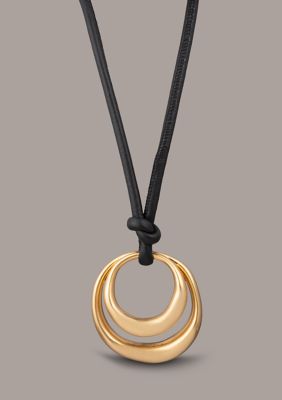 Donna Karan New York Gold Plated 24K Overlay Circle Pendant Necklace, 36 in