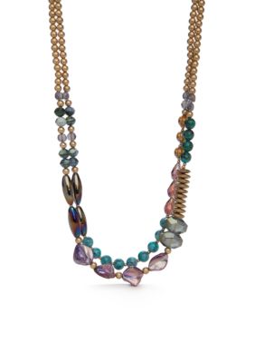 New Directions® Gold-Tone Blue Lagoon Collar Necklace | belk