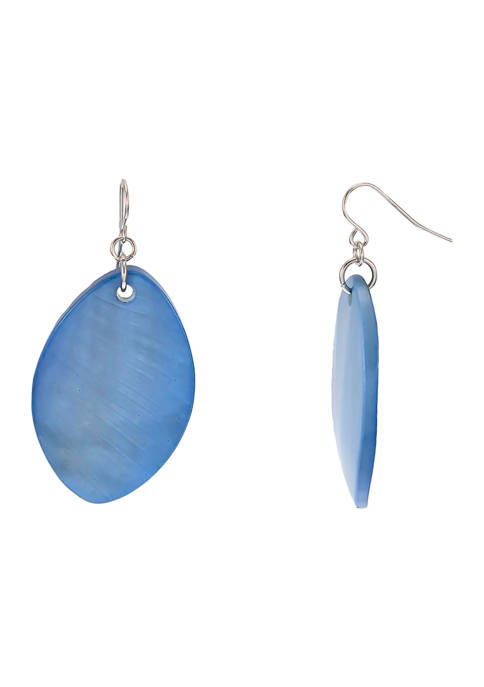 Belk Silver Tone Oval Blue Shell Drop Earrings