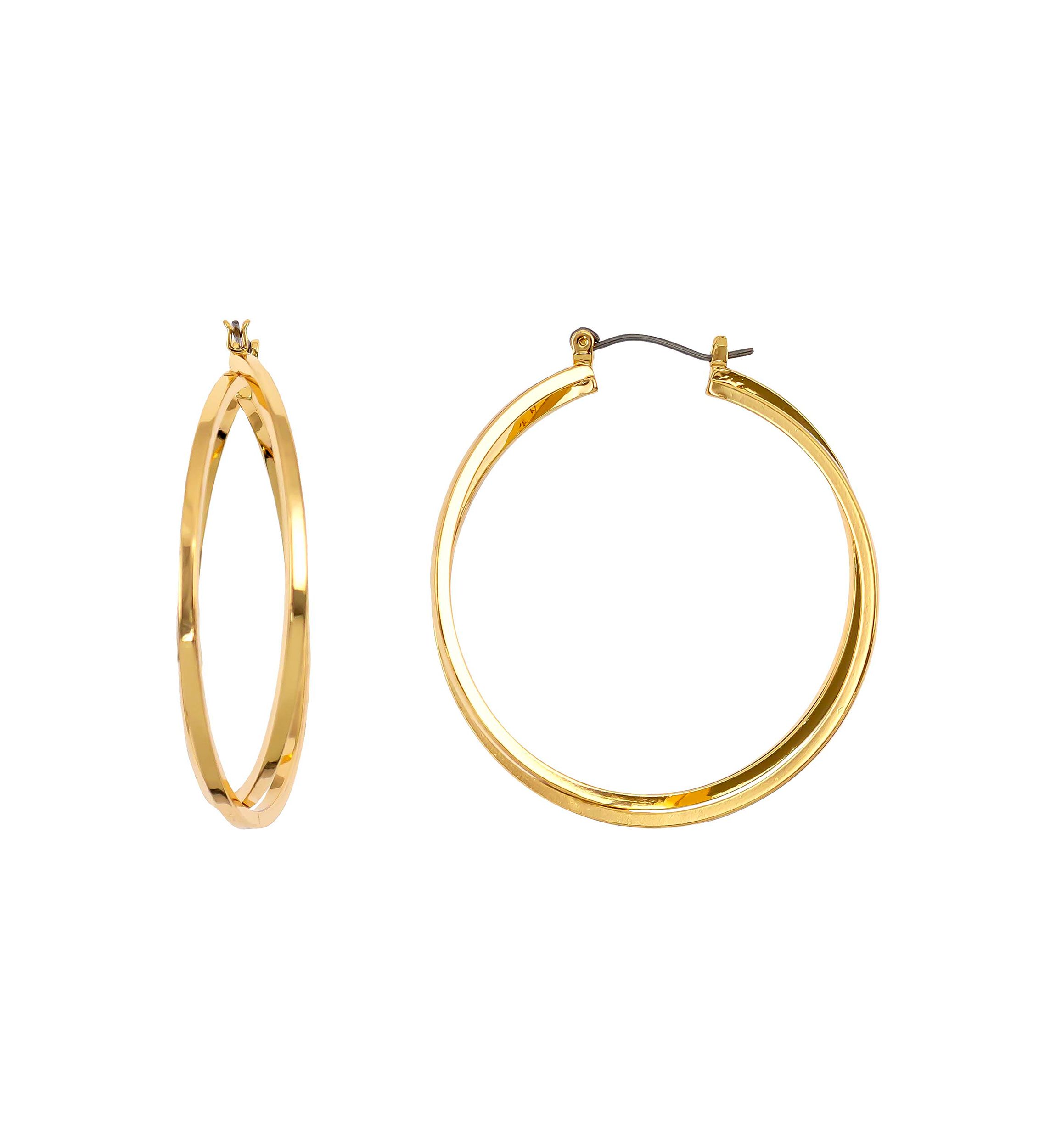 2 Row Open Criss Cross Hoop Earrings