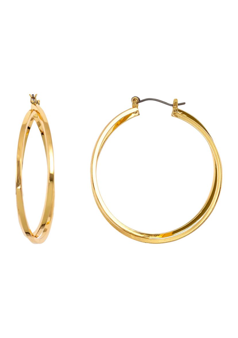 2 Row Open Criss Cross Hoop Earrings