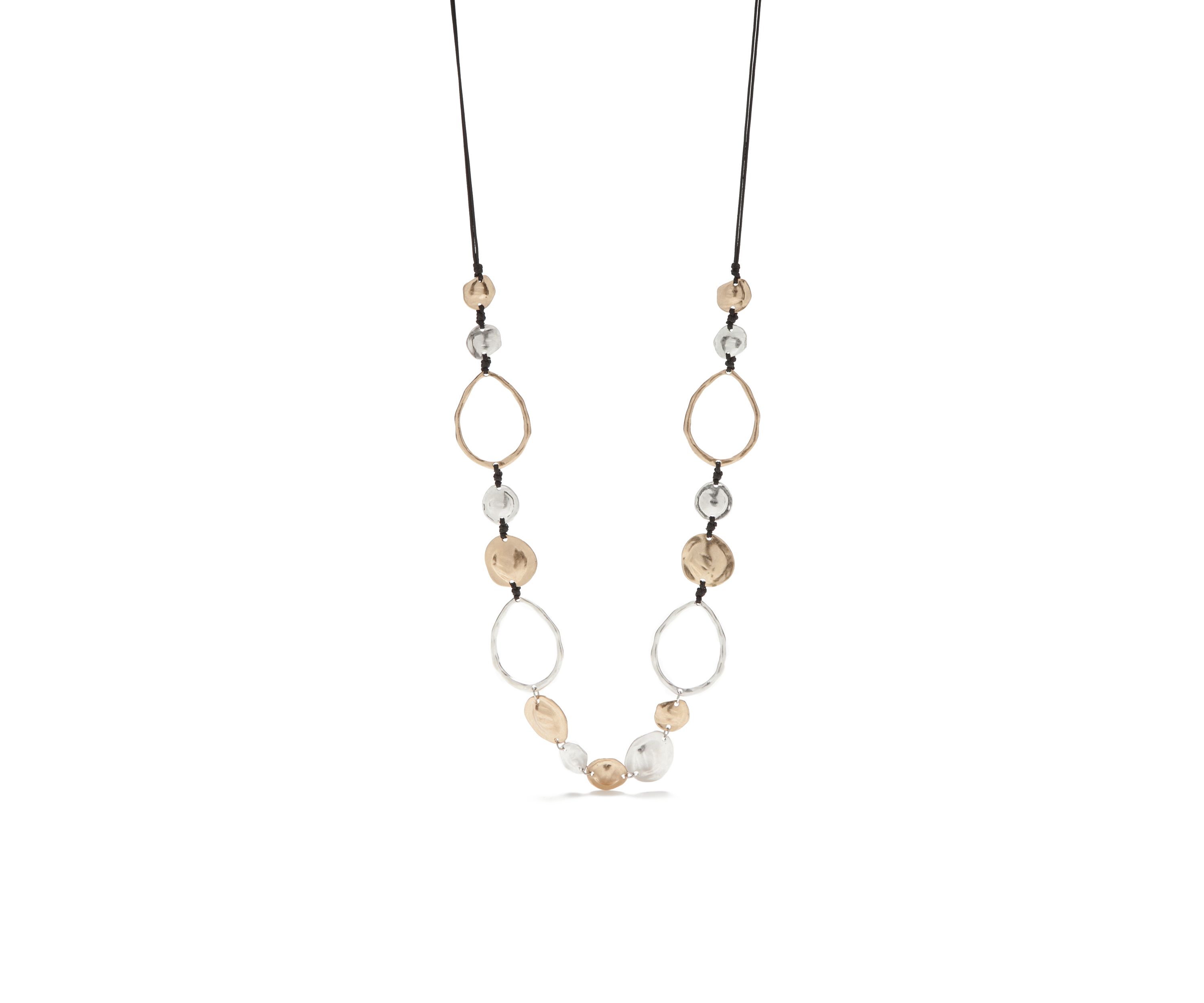 Two-Tone Casual Metals Open Linked Long Necklace