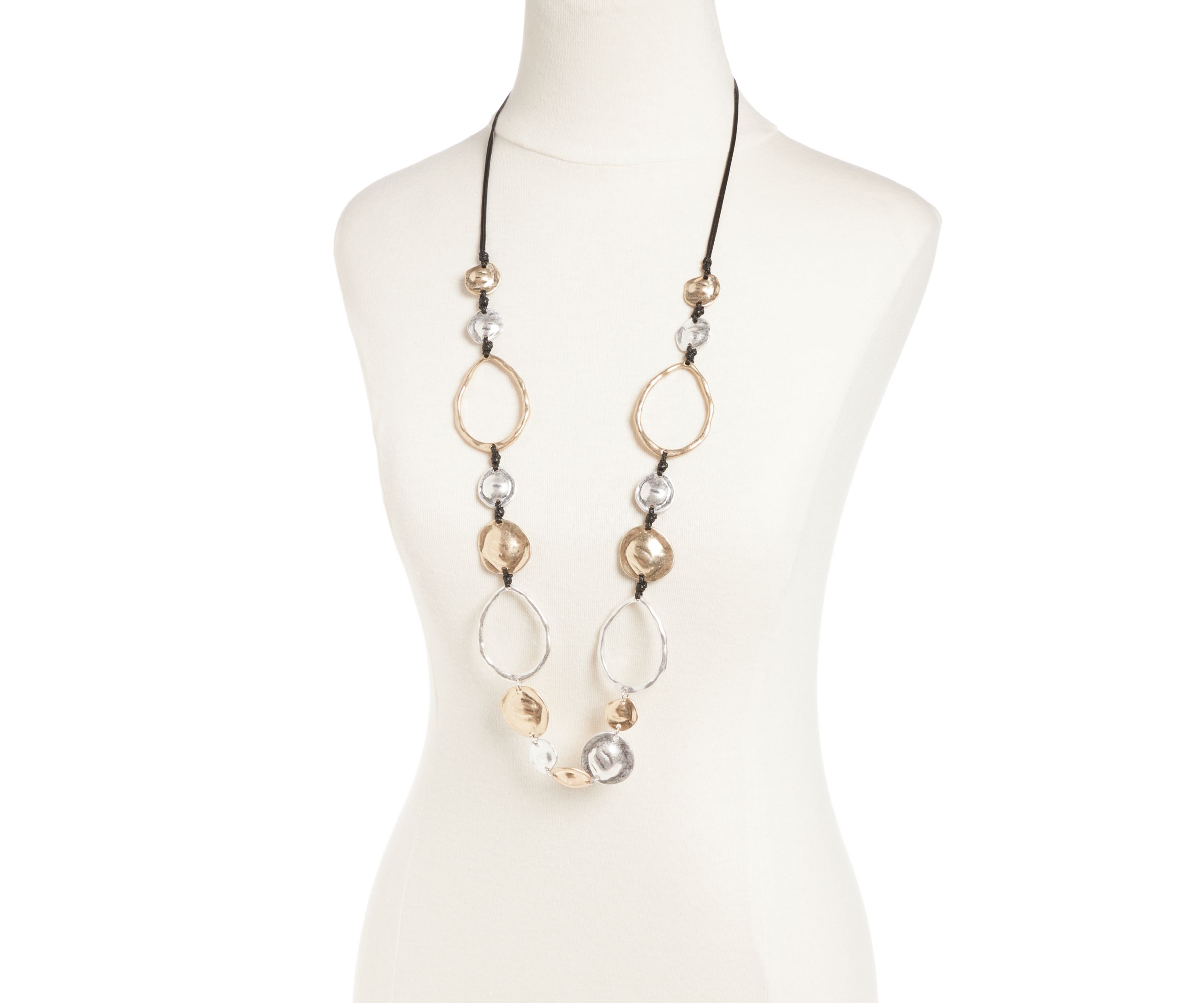 Two-Tone Casual Metals Open Linked Long Necklace