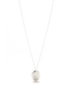 Belk Silver-Tone Casual Metal Stone Disc Pendant Necklace, Silver